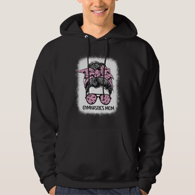 Womens Messy Bun Gymnastics Mom Cute Gymnast Mom M Hoodie (Front)