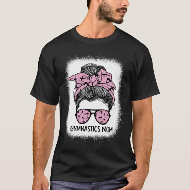 Womens Messy Bun Gymnastics Mom Cute Gymnast Mom M T-Shirt (Front)