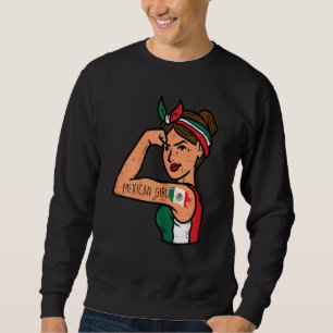 Womens Mexican Girl Mujer Rosie Riveter Cinco De M Sweatshirt