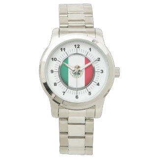 Women's Mexico Flag Oversized Silver Watch