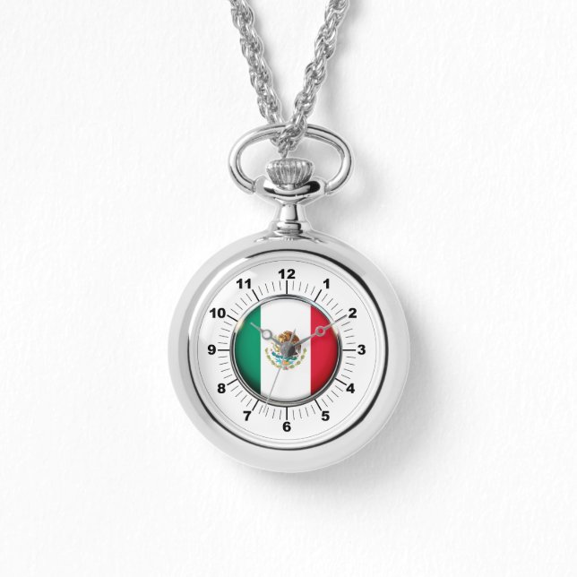 Women's Mexico Flag Wraparound Silver Watch (Front)