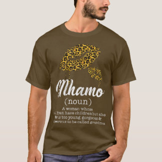 Womens Mhamo Leopard Lips Funny Grandma Meaning Mo T-Shirt