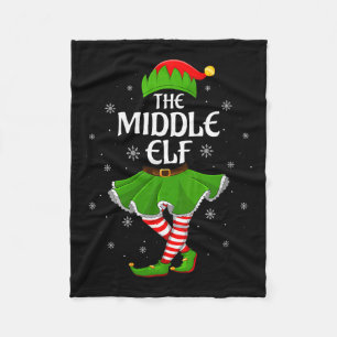 Womens Middle Elf Christmas Family Girls Women Elf Fleece Blanket
