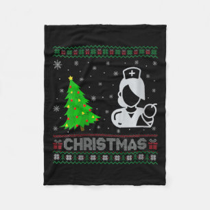 Womens Midwife Xmas Tree Lighting Ugly Christmas S Fleece Blanket