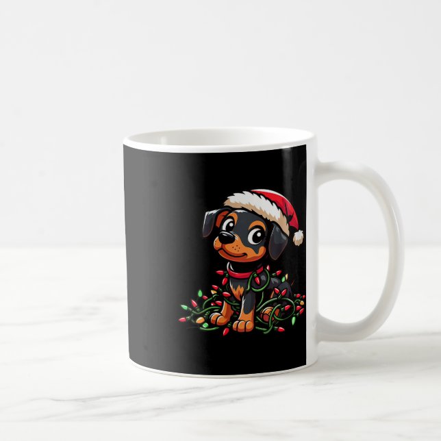 Womens Miniature Pinscher Christmas Lights Dog Fun Coffee Mug (Right)
