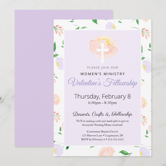 Women's Ministry Valentine's Fellowship Invitation (Front/Back)