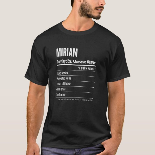 Womens Miriam  Nutritional Facts Serving Size Calo T-Shirt (Front)