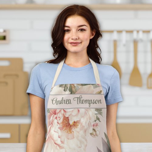 Womens Modern Cooking Baking Watercolor Floral Apron