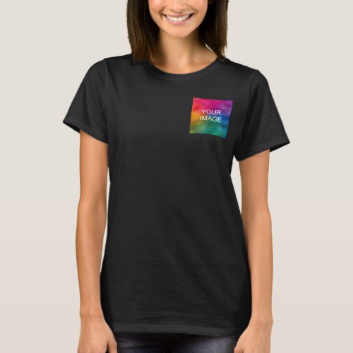 Womens Modern Double Sided Print Template Black T_Shirt
