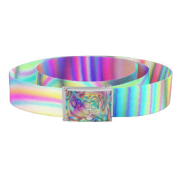 Womens Modern Holographic Effect Colorful Rainbow Belt