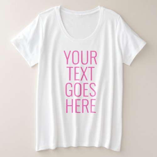 Womens Modern Pink White Large Big Plus Size Plus Size T_Shirt