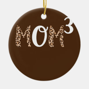 Womens Mom3 Mom Cubed Mother of Three Mama of 3 Ceramic Ornament