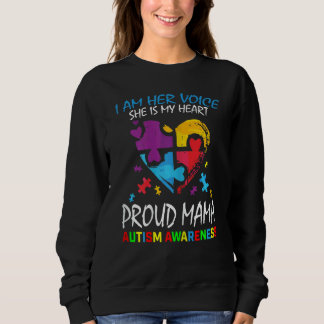 Womens Mom Her Voice My Heart Daughter Autism Awar Sweatshirt