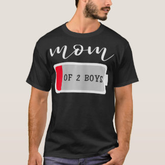Womens Mom of 2 Boys from Son Mothers Day Birthday T-Shirt