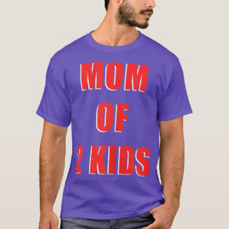 Womens Mom of 2 Kids Twin Pregnancy Gender Announc T-Shirt
