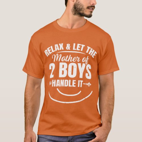 Womens Mom of 2 Quote for a Mom of 2 boys retro gi T_Shirt