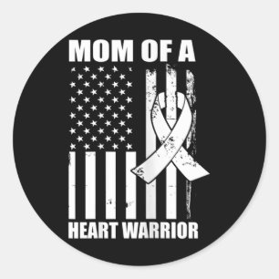 Womens Mom Of A Heart Warrior Red Heart Disease Aw Classic Round Sticker