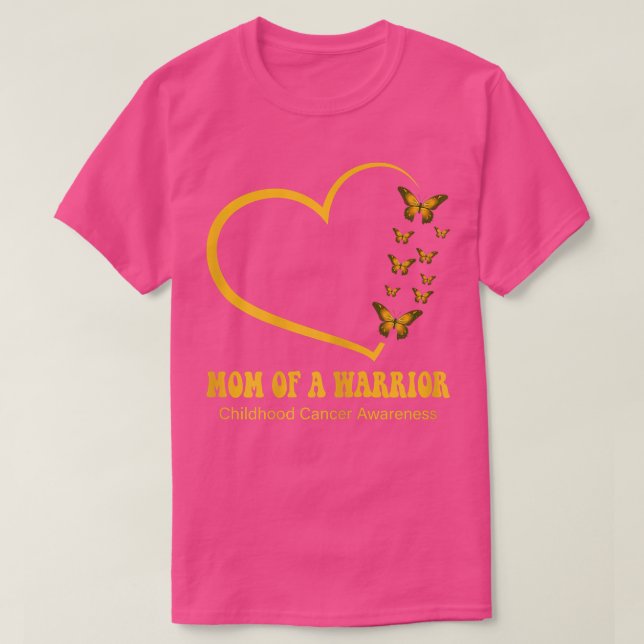 Womens Mom Of A Warrior Childhood Cancer Awareness T-Shirt (Design Front)