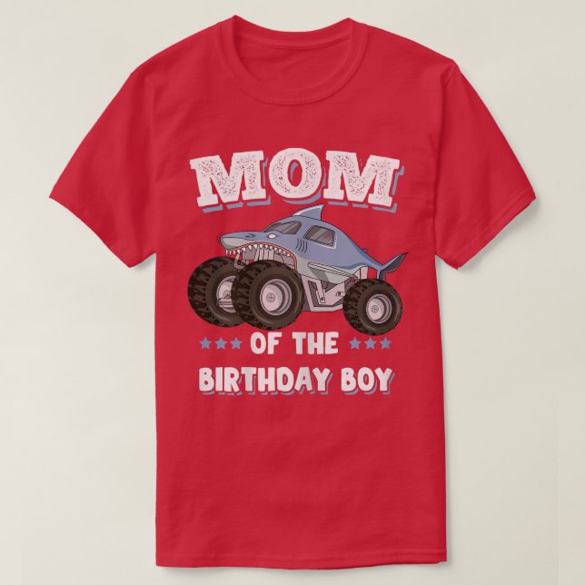 Womens Mom Of The Birthday Boy Fathers Monster Tru T-Shirt (Design Front)