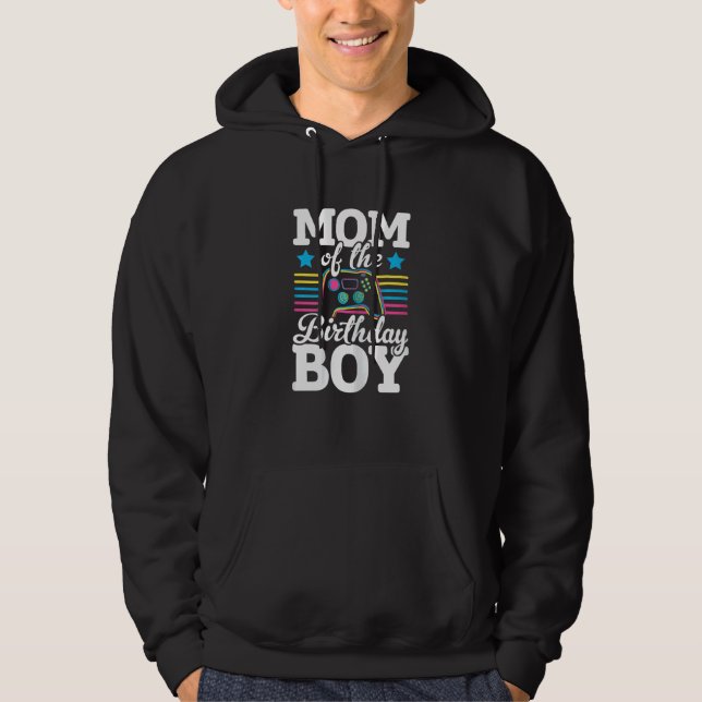 Womens Mom Of The Birthday Boy Video Game Player G Hoodie (Front)