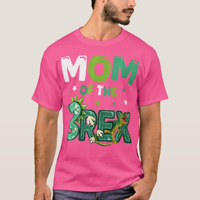 Womens Mom Of The Three Rex Birthday Dinosaur Fami T-Shirt (Front)