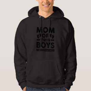 Womens Mom Of Twin Boys Classic Overachiever Twin Hoodie