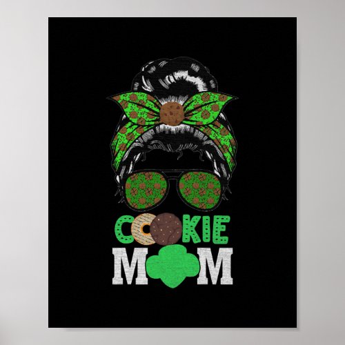 Womens Mom scout cookie Mom Girl Troop Messy Bun Poster