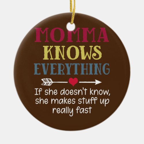 Womens Momma Knows Everything If She Doesnt Know Ceramic Ornament