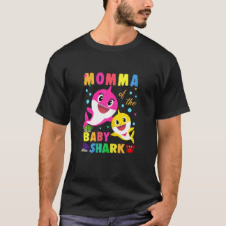 Womens Momma Of The Birthday Baby Momma Shark Fami T-Shirt