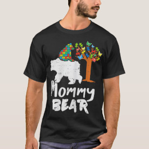 Womens Mommy Bear Puzzle Autism Awareness Mom Mama T-Shirt