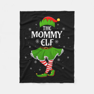Womens Mommy Elf Christmas Family Girls Women Elf  Fleece Blanket