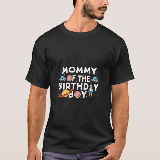 Womens Mommy Of The Birthday Boy Space Astronaut B T-Shirt (Front)