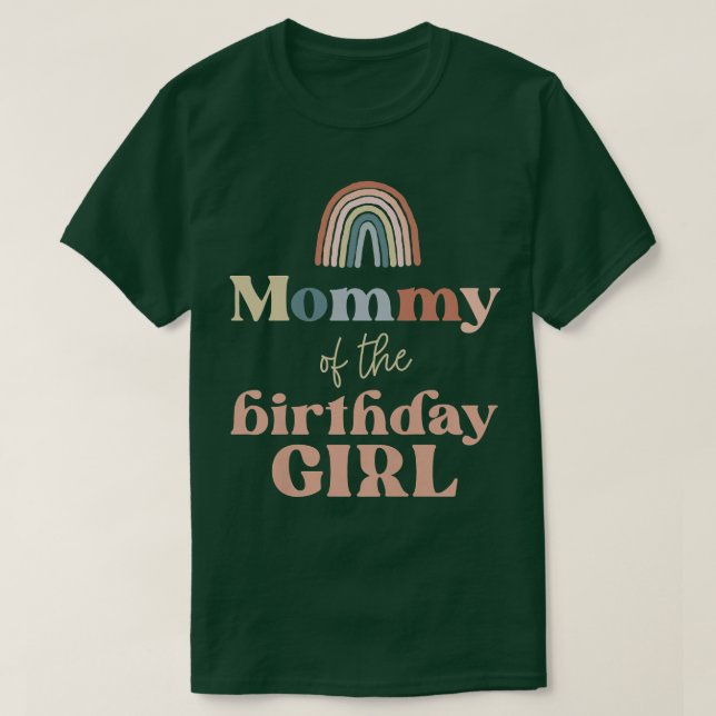 Womens Mommy of the Birthday Girl Boho Rainbow Par T-Shirt (Design Front)