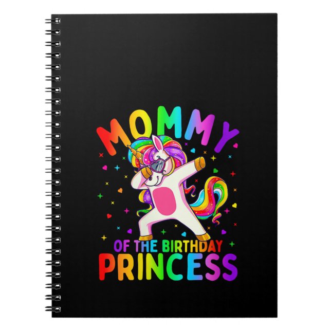 Womens Mommy of the Birthday Princess Girl Dabbing Notebook (Front)