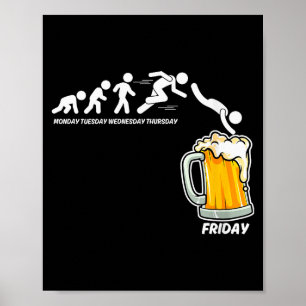Womens Monday To Friday Beer Drinking Funny Work W Poster