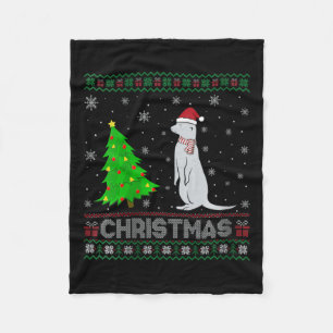Womens Mongoose Xmas Tree Lighting Ugly Christmas Fleece Blanket