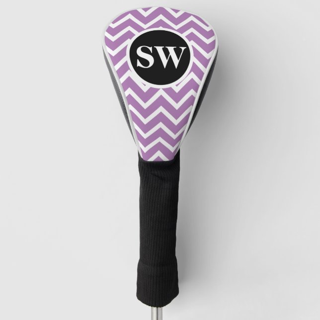 Womens monogrammed purple chevron | Personalize Golf Head Cover (Front)