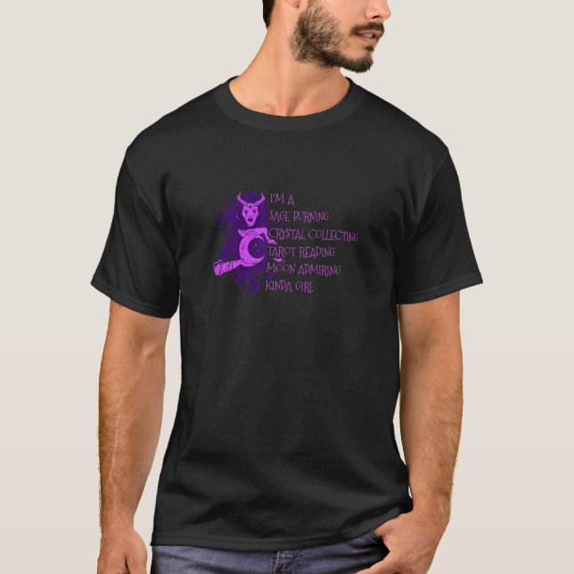 Womens Moon Admiring Girl Gothic Witchcraft Tarot  T-Shirt (Front)