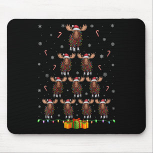 Womens Moose Santa Hat Xmas Lights Men Women Chris Mouse Pad