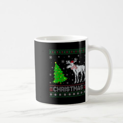 Womens Moose Xmas Tree Lighting Ugly Christmas Swe Coffee Mug