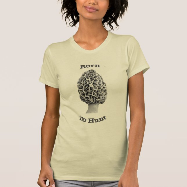 Womens morel mushroom hunter shirt (Front)