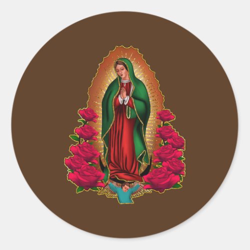 Womens Mother Madre Virgen de Guadalupe Virgin Classic Round Sticker