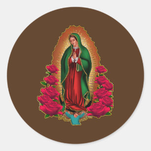 Womens Mother Madre Virgen de Guadalupe Virgin Classic Round Sticker