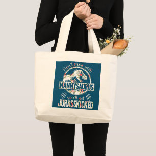 Womens Mother's Day Nanny Saurus Flower Christmas Large Tote Bag