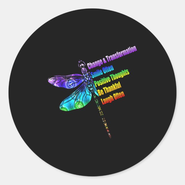 Womens Motivational Insration Gift Dragonfly  Classic Round Sticker (Front)