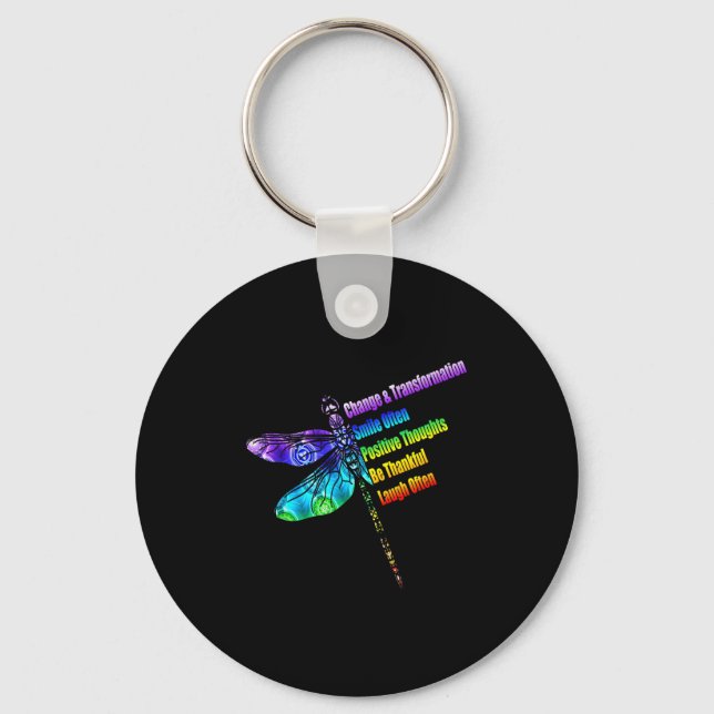Womens Motivational Insration Gift Dragonfly  Keychain (Front)