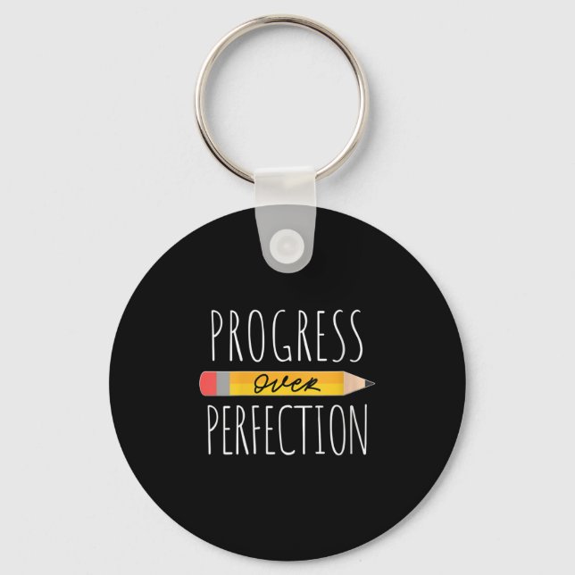 Womens Motivational Progress Over Perfection Back  Keychain (Front)