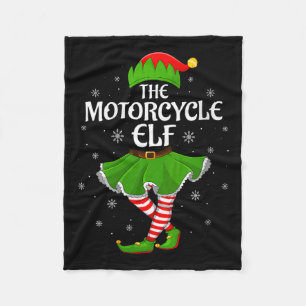 Womens Motorcycle Elf Christmas Family Girls Women Fleece Blanket