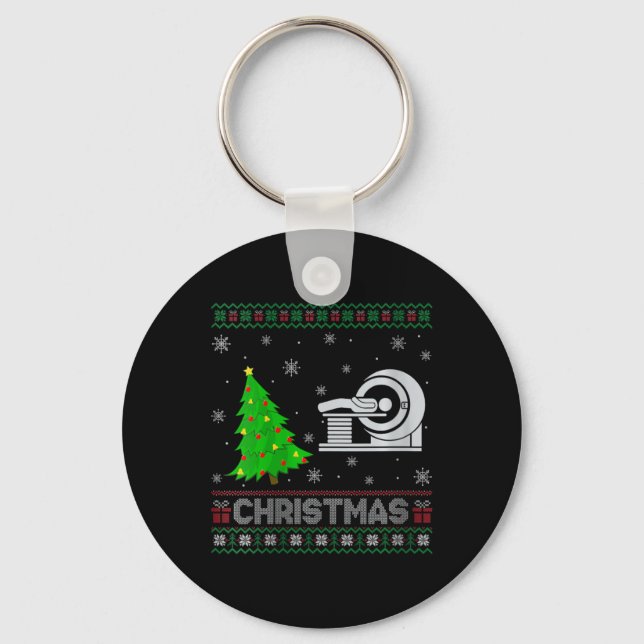 Womens Mri Tech Xmas Tree Lighting Ugly Christmas  Keychain (Front)