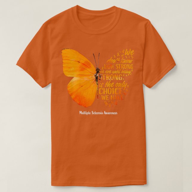 Womens MS Butterfly Orange Ribbon Multiple Scleros T-Shirt (Design Front)